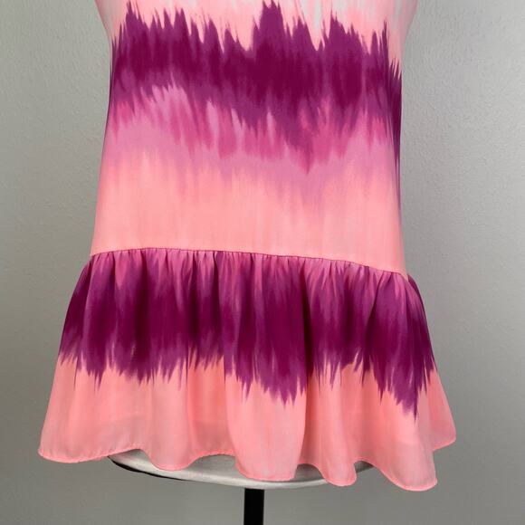Buddy Love | Gigi Berry Colada Pink Purple Tie Dye Criss Cross Strap Peplum Tank - Picture 5 of 7